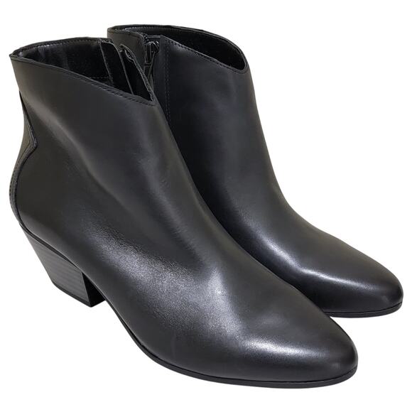 INC INTL Concepts Women Idra Block Heel Ankle Booties Size US 7M Black Leather - Picture 1 of 7